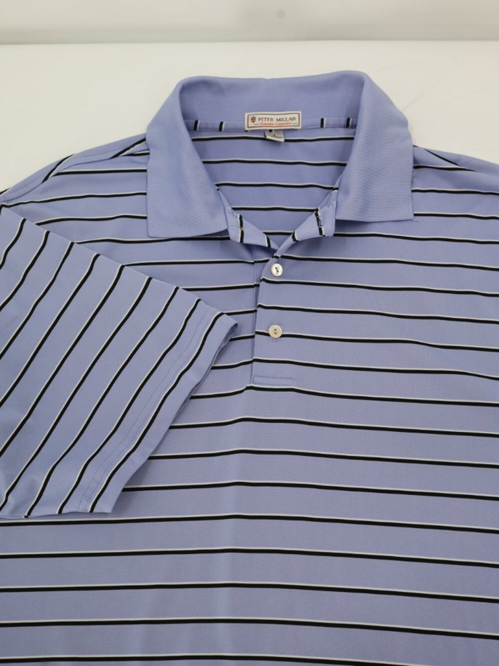 Peter Millar Polo Shirt Men's Large Summer Comfort Striped Performance Golf